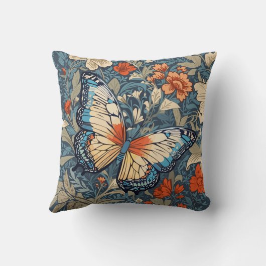 リーガルバタフライアンディストウィリアム・モリスフローラ クッション (裏面)