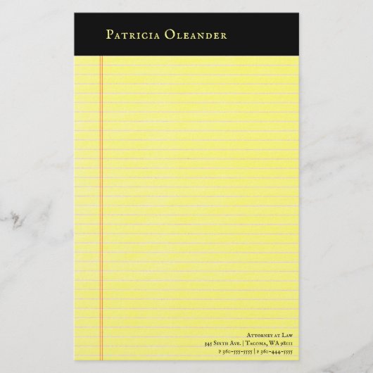リーガルパッドスタイル黒の上部ひな形 便箋 (正面)