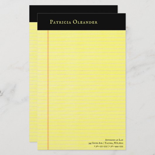 リーガルパッドスタイル黒の上部ひな形 便箋 (正面/裏面)