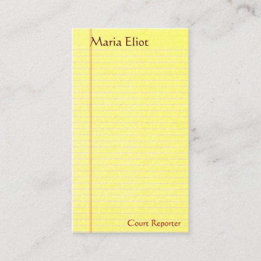 リーガルパッド（裁判所の記者、法務書記、法務） 名刺 (正面)