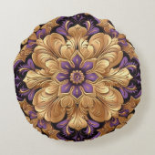 リーガルパープルと金ゴールドフローララウンドピロー ラウンドクッション (裏面)