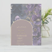 リーガルパープルと金ゴールドフローラ結婚式招待状 (スタンド正面)