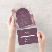 リーガルパープルエレガントプニーズアーチリュプ結婚スプ オールインワン招待状 (貼ってはがせる)