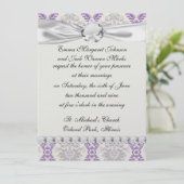 リーガルパープルグレイとクリームダマスクデザイン 招待状 (スタンド正面)