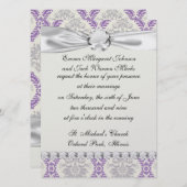 リーガルパープルグレイとクリームダマスクデザイン 招待状 (正面/裏面)
