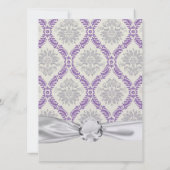 リーガルパープルグレイとクリームダマスクデザイン 招待状 (裏面)