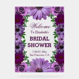 リーガルパープルフローラブライダルシャワー アクリルサイン