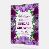 リーガルパープルフローラブライダルシャワー アクリルサイン (傾斜)