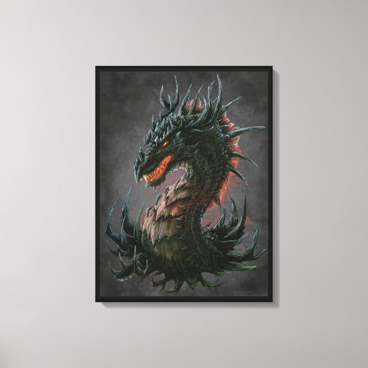 リーガルブラックドラゴンヘッド – フルカラー キャンバスプリント (正面)
