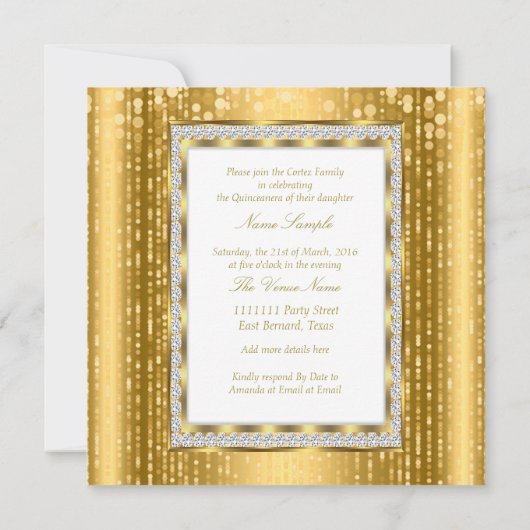 リーガルプリンセスキンセアニェラ金ゴールドホワイトダイヤモンド 招待状 (裏面)