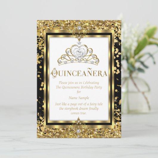 リーガルプリンセスキンセアニェラ15th金ゴールド白黒 招待状 (スタンド正面)