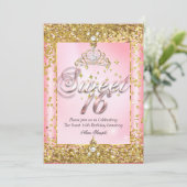 リーガルプリンセススウィート16金ゴールド赤面ピンクパーティー 招待状 (スタンド正面)