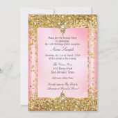 リーガルプリンセススウィート16金ゴールド赤面ピンクパーティー 招待状 (裏面)