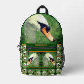 リーガルホワイトスワンパーソナライズされた自然 プリントバックパック (正面)