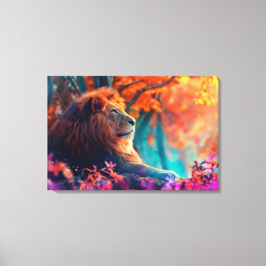 リーガルライオンインエンチャントフォレストデザイン キャンバスプリント (正面)