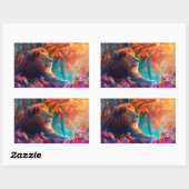 リーガルライオンインエンチャントフォレストデザイン 長方形シール (シート)