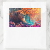 リーガルライオンインエンチャントフォレストデザイン 長方形シール (バッグ)