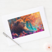 リーガルライオンインエンチャントフォレストデザイン 長方形シール (封筒)