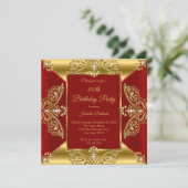 リーガルレッドエイジバースデーパーティー金ゴールドダイヤモンド宝石 招待状 (スタンド正面)