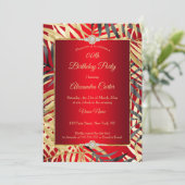 リーガルレッドグレー金ゴールドパームスダイヤモンドバースデーパーティー 招待状 (スタンド正面)