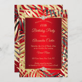 リーガルレッドグレー金ゴールドパームスダイヤモンドバースデーパーティー 招待状 (正面/裏面)