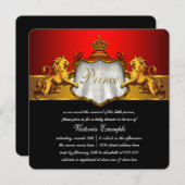 リーガルレッドプリンスベビーシャワー 招待状 (正面/裏面)