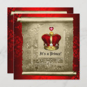リーガルレッド王室のプリンスベビーシャワー招待状 招待状 (正面/裏面)