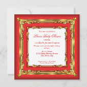 リーガルレッド金ゴールドプリンスベビーシャワーエスニックボーイ 招待状 (裏面)