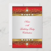 リーガルレッド金ゴールドホワイトダイヤモンドバースデーパーティー 招待状 (裏面)