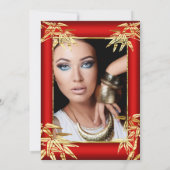 リーガルレッド金ゴールド竹写真バースデーパーティー 招待状 (裏面)