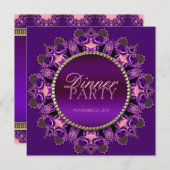リーガルレースハートパープルディナーパーティの招待状 招待状 (正面/裏面)