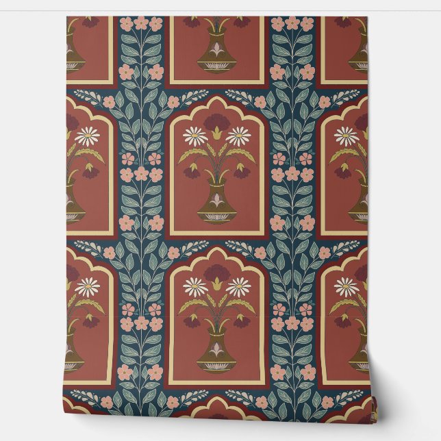 リーガル伝統開花-ヴィンテージフローラルパターン 壁紙 (ほどく)