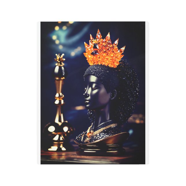 リーガル美しい：女性クイーンプリントメタルウォールアート。 メタルプリント (正面)