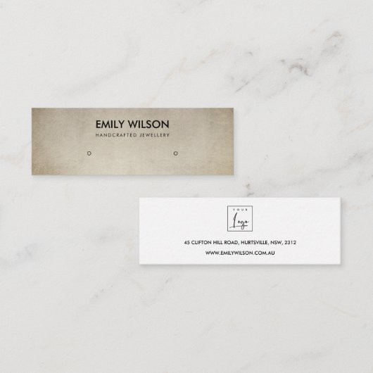 リーガル金ゴールドフェイクブラウンスタッドイヤリング表示ロゴ スキニー名刺 (正面/裏面)