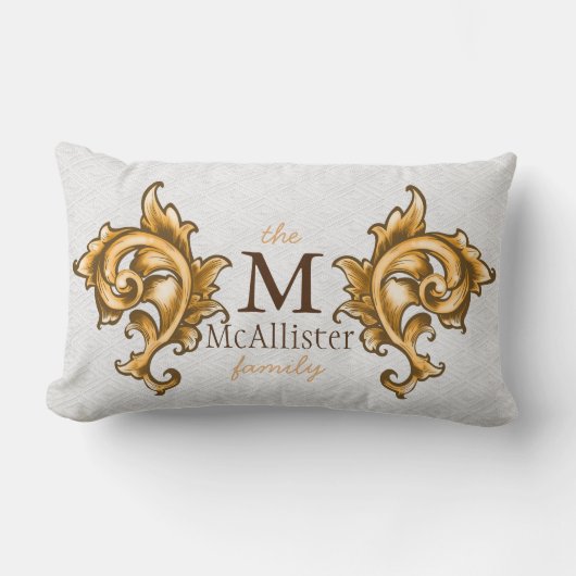 リーガル金ゴールドリーフローレルファミリー名 ランバークッション (正面)