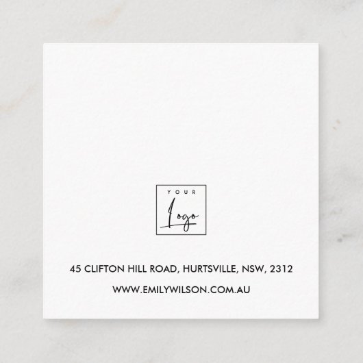 リーガル金フェイク箔スタッドイヤリング表示ロゴ スクエア名刺 (裏面)