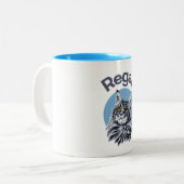 リーガル…猫の多くの気分を探る… ツートーンマグカップ (正面左)