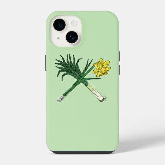 リークと水仙のクロス iPhoneケース (裏面)