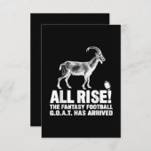 リーグチャンピオンのファンタジーフットボール山羊贈呈 エンクロージャーカード (正面/裏面)