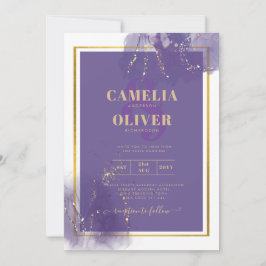 リーグパープル金ゴールド結婚ラベンダーアルコールインキ 招待状
