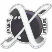 リーグボウリングをする人、 クリケットの投手、Xグラフィック付きボウリングボール、ビニル シール (正面)