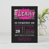 リーグラフィティネームブリックウォール誕生日パーティー 招待状 (スタンド正面)