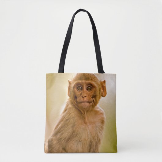 リーサスマカク属のベビー(Macaca Mulatta) Sariskaの| トートバッグ (正面)