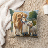 リーシュのゴールデンレトリバー クッション (ブランケット)