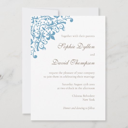 リージェンエレガントシーフランスのブルー（紋章の）フラ・ダ・リパターン 招待状 (正面)