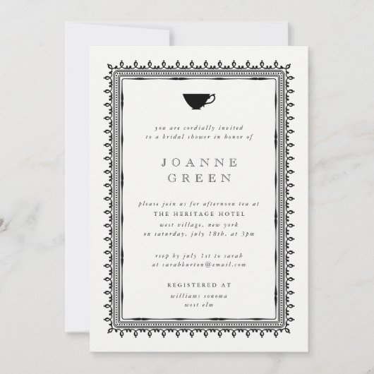 リージェンシーアフタヌーンティーブライダル/ウェディングシャワー 招待状 (正面)