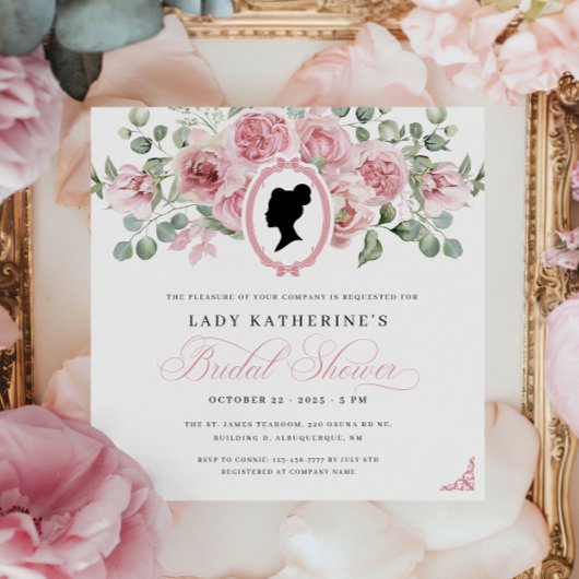 リージェンシーエラピンクフローラブライダルシャワー招待 招待状