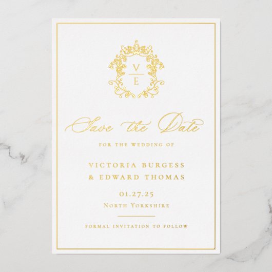 リージェンシーエラモノグラム結婚クレストの写真 箔招待状 (正面)