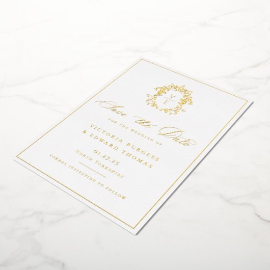 リージェンシーエラモノグラム結婚クレストの写真 箔招待状 (回転した状態)