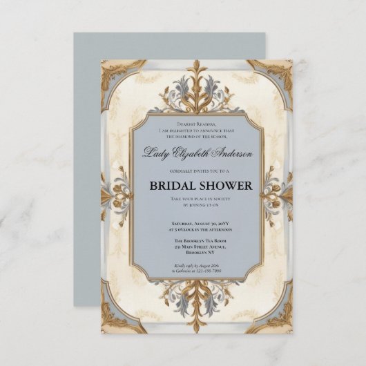 リージェンシーエラ花模様ブリジェルトンブライダルシャワーInvite 招待状 (正面/裏面)